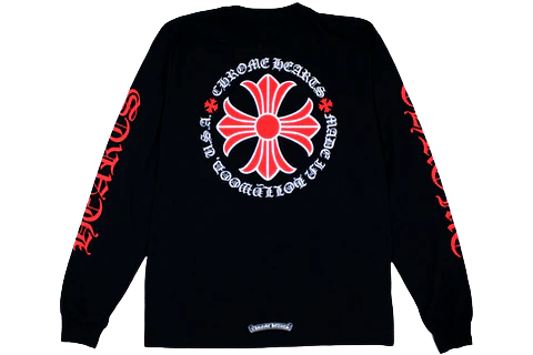 Longsleeve Chrome Hearts Black/Red Made in Hollywood Plus Cross