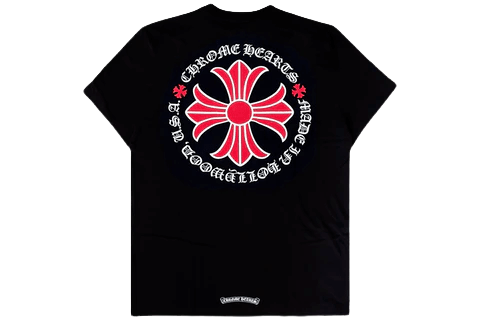 T-Shirt Chrome Hearts Black/Red Made in Hollywood Plus Cross